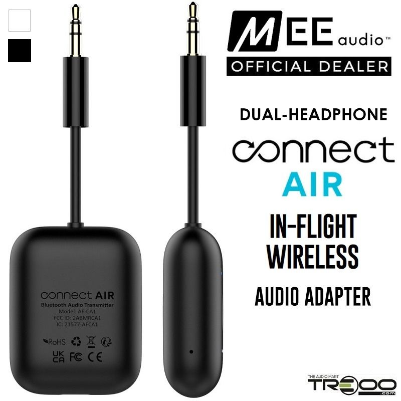 MEE audio Connect Air in-Flight Bluetooth Wireless Audio Transmitter  Adapter for up to 2 AirPods / Other Headphones; Works with All 3.5mm Aux  Jacks on Airplanes, Gym Equipment, TVs, & Gaming Consoles 