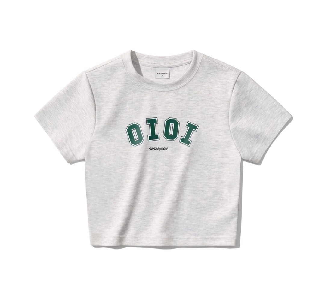 Oioi cropped t shirt grey free size