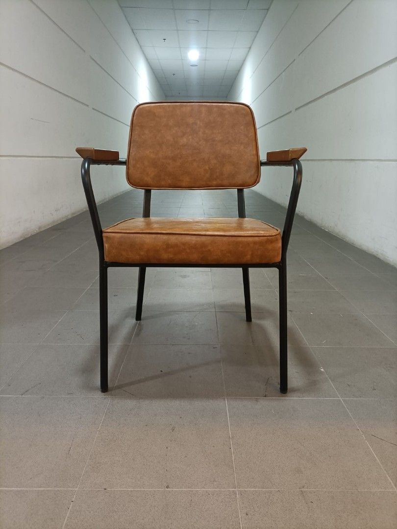 OTAKI Chair in VINTAGE BROWN PU (one only), Furniture & Home Living