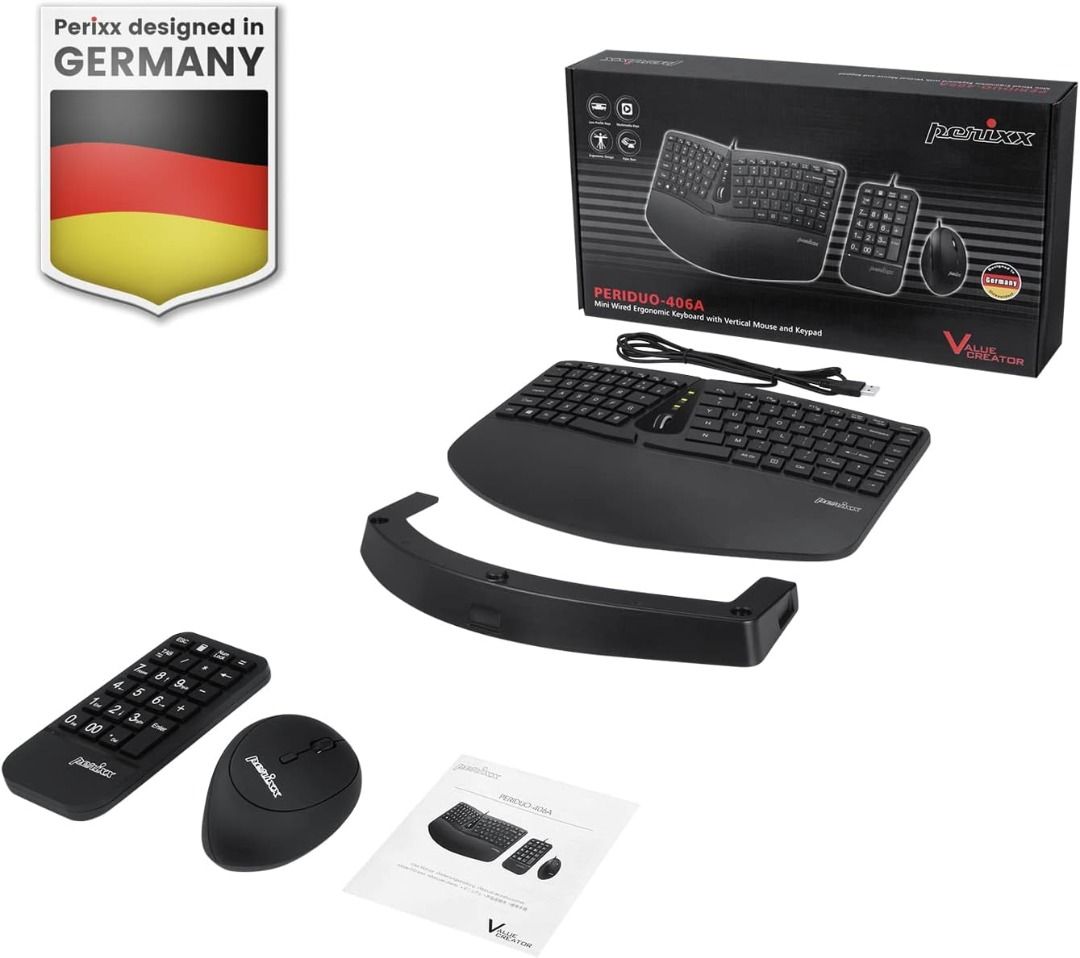 Perixx PERIDUO-406, Wired Mini Ergonomic Split Keyboard and Vertical ...