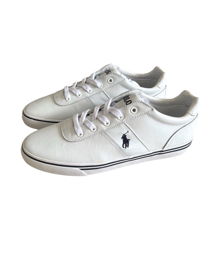 Ralph lauren on sale white leather sneakers