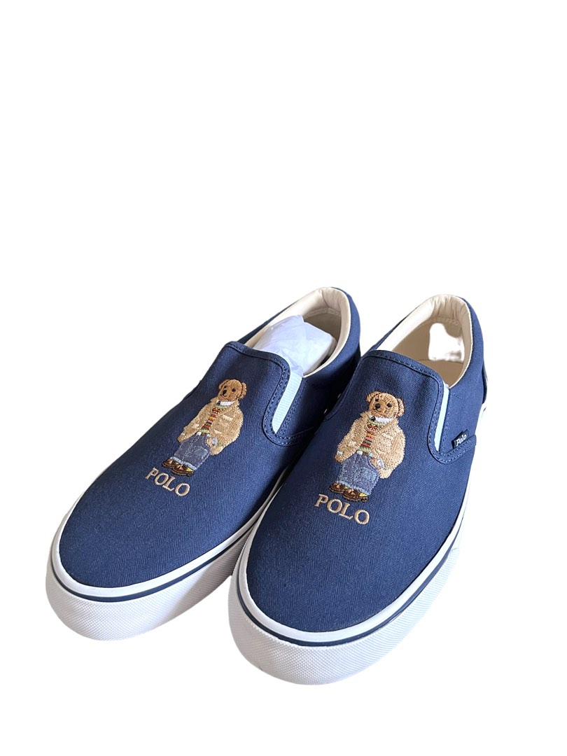 Polo Ralph Lauren Mens Rustic Navy Bear Print Thompson Sneakers