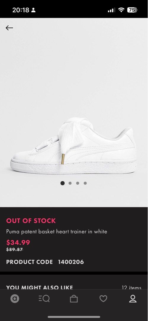 Puma parent basket heart trainer in white