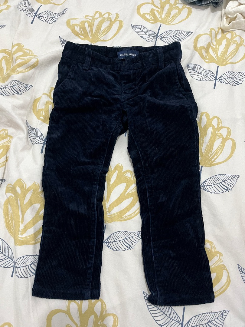 Ralph Lauren Boy's Slim Fit Stretch Corduroy Pants Blue Size 2T