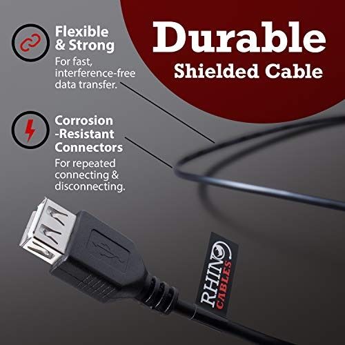 rhinocables USB 2.0 Extension Cable A to A Extender Lead — Male Plus to