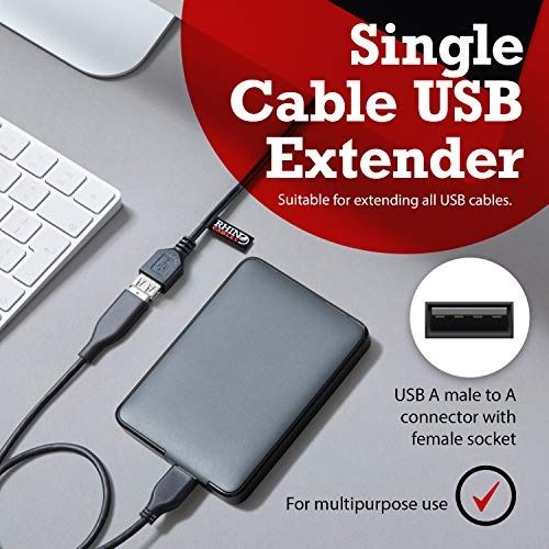 rhinocables USB 2.0 Extension Cable A to A Extender Lead — Male Plus to