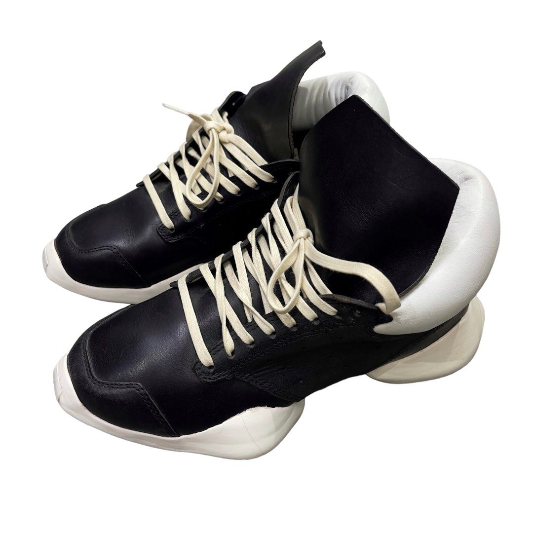 Rick Owens Tech Runner black white (Category: Sneakers) located in Manila. Submitted by allinthiswall (Listing ID 1260879650, Image 1). Description: @adidas x @rickowensonline 🦇 tech runner in og black/milk leather., decent condish for its age., waxed laces.. all sh*ts intact., size tag measures US5.5, no attachments #allinthiswall 🦋⚡️.
