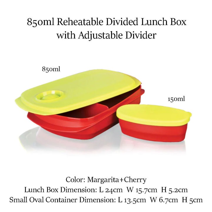 RM 30 tupperware Reheatable Divided Lunch Box (1pc) 850ml with
