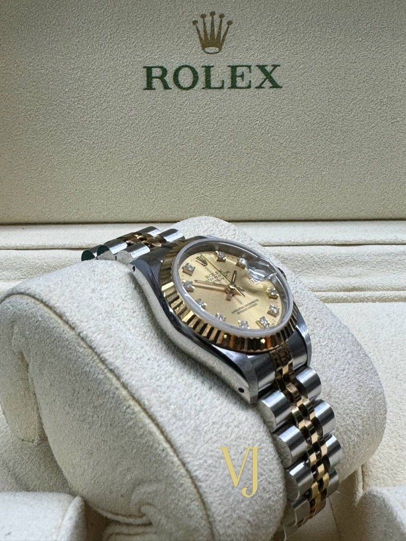 Rolex Lady Datejust Champagne Diamonds Dial Steel Gold Ref.69173