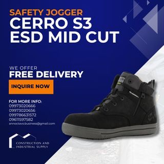 Safety Jogger Cerro S3 ESD Mid Cut Steel Toe Safety Shoes Oil Resistant Anti-slip Work Boot PPE Foot | PPE | Personal Protective Equipment | Safety Shoes | Safety Boots | Shoes | Foot Protection | Safety Jogger | Shoes PPE | Protection Footwear | Footwear
