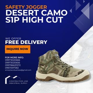 Safety Jogger Desert Camo S1p High Cut Safety Shoes Work Boot Footwear Steel Toe Oil Resist | PPE | Personal Protective Equipment | Safety Shoes | Safety Boots | Shoes | Foot Protection | Safety Jogger | Shoes PPE | Protection Footwear | Footwear