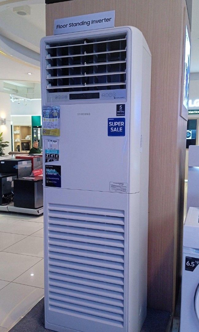 SAMSUNG FLOOR MOUNTED INVERTER AIRCON (Category: Air Conditioning and Heating) located in Quezon City. Submitted by maryann.dimalanta (Listing ID 1260899673, Image 2). Description: SAMSUNG FLOOR MOUNTED INVERTER AIRCON AC030BNPDKCTC 3HP SRP 109,995 Cash: 64,500 AC36BNPDKCTC. 4HP SRP 129,995 Cash: 79,500 AC048BNPDKCTC 6hp SRP 149,995 Cash: 92,500 AC054BNPDKCTC 6HP 3 phase SRP 169,995 Cash: 105,000 AC078BNPDBCTC 8HP SRP 259,995 Cash: 157,500 AC096B