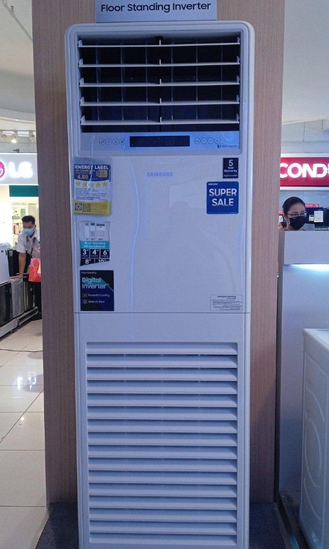 SAMSUNG FLOOR MOUNTED INVERTER AIRCON (Category: Air Conditioning and Heating) located in Quezon City. Submitted by maryann.dimalanta (Listing ID 1260899673, Image 1). Description: SAMSUNG FLOOR MOUNTED INVERTER AIRCON AC030BNPDKCTC 3HP SRP 109,995 Cash: 64,500 AC36BNPDKCTC. 4HP SRP 129,995 Cash: 79,500 AC048BNPDKCTC 6hp SRP 149,995 Cash: 92,500 AC054BNPDKCTC 6HP 3 phase SRP 169,995 Cash: 105,000 AC078BNPDBCTC 8HP SRP 259,995 Cash: 157,500 AC096B