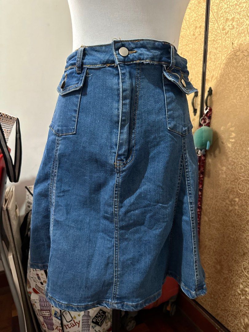 Plus size deals denim skater skirt
