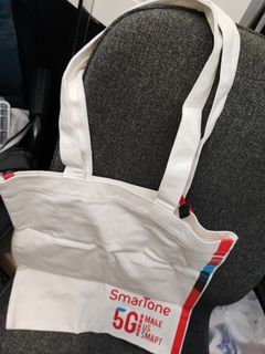 Smartone 5G可摺疊式環保袋數碼通環保側袋白色布袋帆布袋耐用環保袋