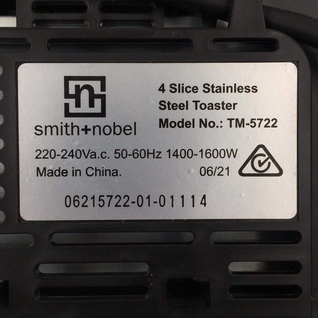 SMITH+NOBEL TM5722 4Slice Stainless Steel Toaster 220volts, TV & Home