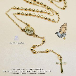 Saint Benedict Oval Medallion Rosary Necklace in Non Tarnish Stainless Steel - BRAND NEW!