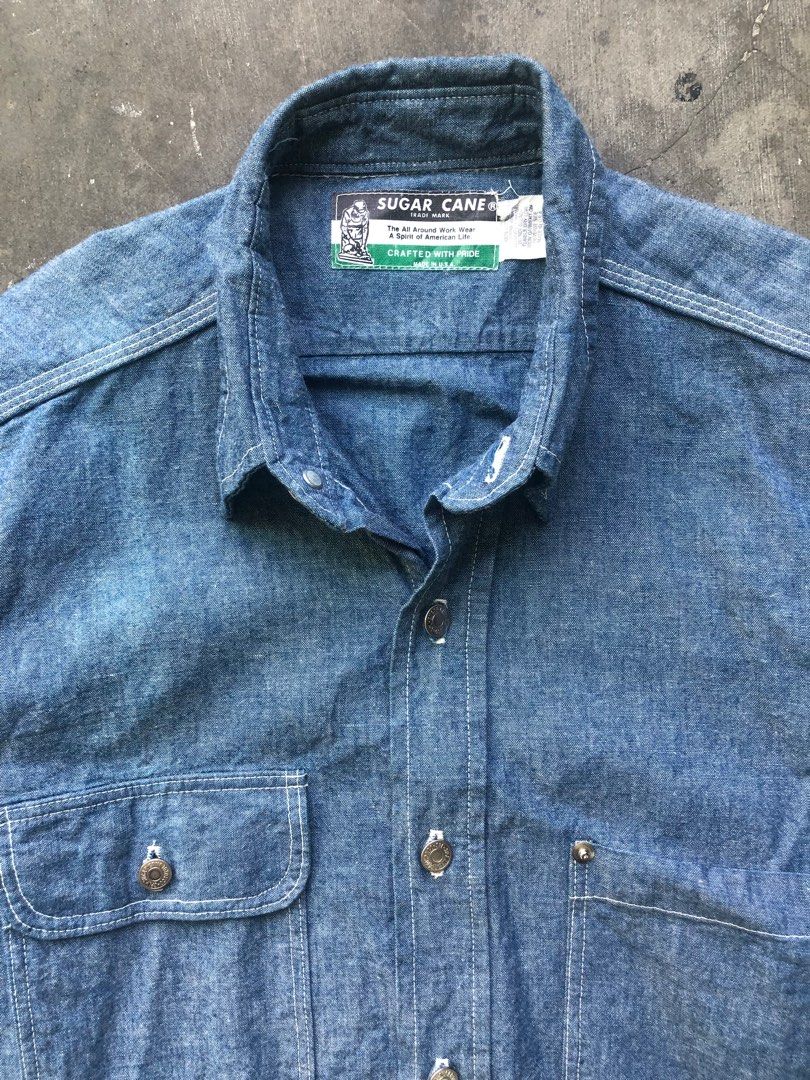 Sugar Cane Long Sleeve Workshirt - Vat Dyed Selvedge Chambray