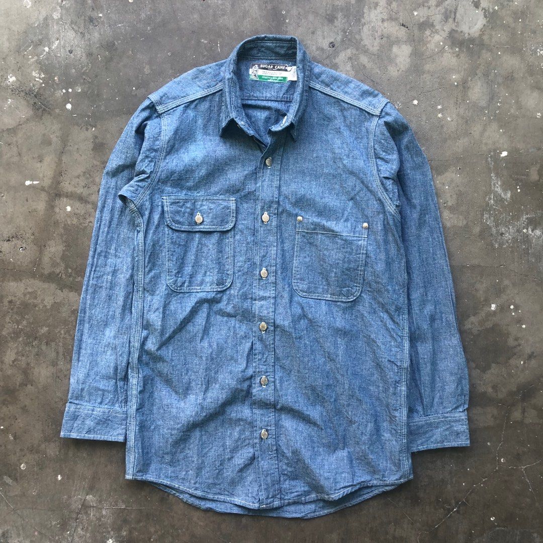 Sugar Cane Long Sleeve Workshirt - Vat Dyed Selvedge Chambray