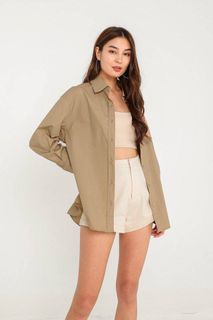 Supergurl Dickson Dad Shirt (Sand Nude) in XS