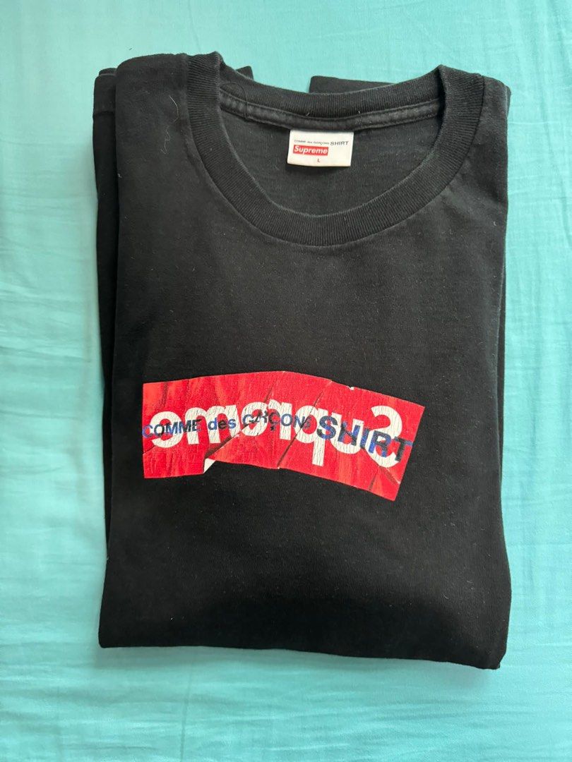 Supreme Comme Des Garçons Box Logo White Tee, 名牌, 服裝- Carousell