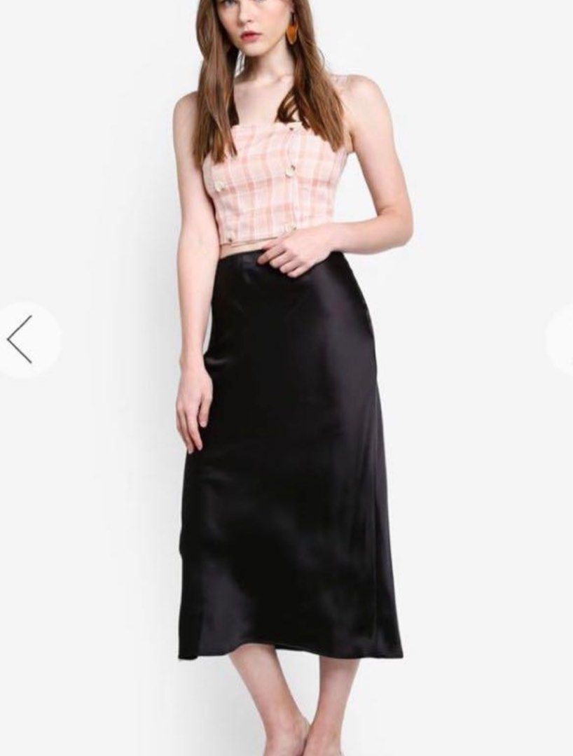 topshop black satin skirt Women s Fashion Bottoms Skirts on