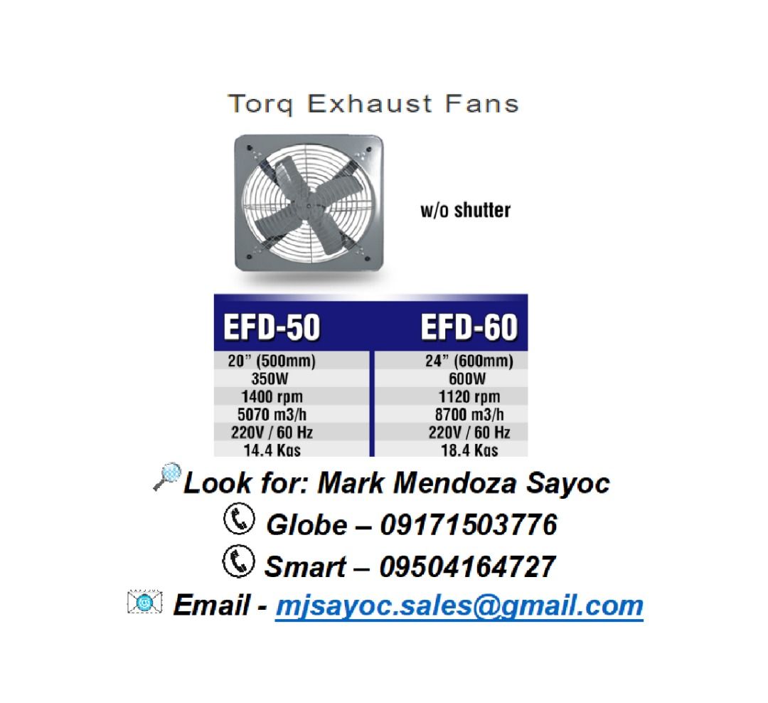 Torq Exhaust Fan without Shutter, Commercial & Industrial, Construction