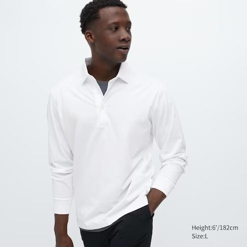 Uniqlo: AIRism UV Protection Long Sleeve Polo Shirt, Men's Fashion