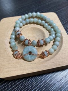 V翡翠平安扣手鍊6mm