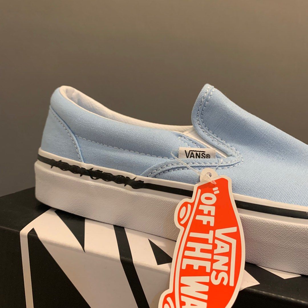 Baby blue vans slip ons online