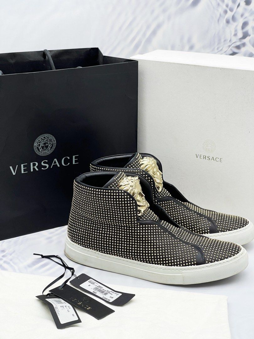 VERSACE MEDUSA STUDDED HIGH TOP SNEAKERS SIZE 41 FULL SET