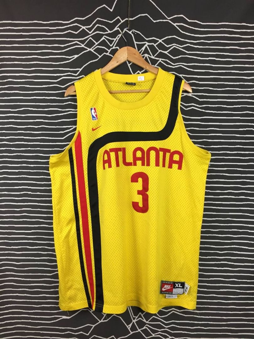 Nike Mens Atlanta Hawks Shareef Abdur-Rahim #3 Basketball Jersey Yellow  Size YXL