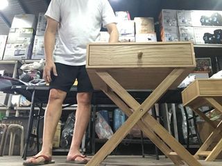 Wooden Cross Leg Bed Side Table