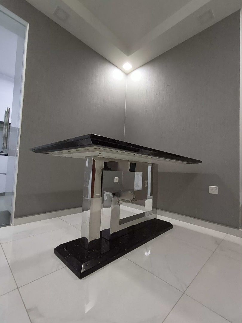 X'clusive Home Black Marble Top Dining Table with Chairs, Furniture