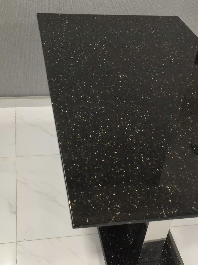 X'clusive Home Black Marble Top Dining Table with Chairs, Furniture