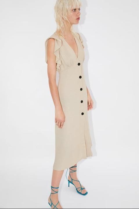 Zara rustic dress with ruffle trim outlet