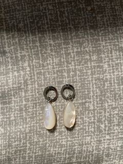 14k japan gold dangling white gold clip earings