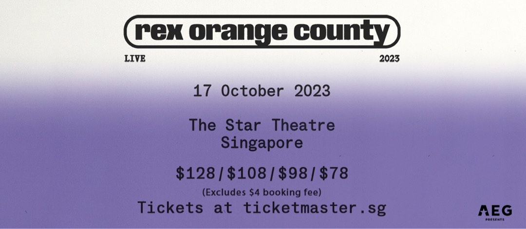 1X REX ORANGE COUNTY SINGAPORE CAT 1 TICKETS, Tickets & Vouchers, Event - How Much Do Rex Orange County Tickets Cost
