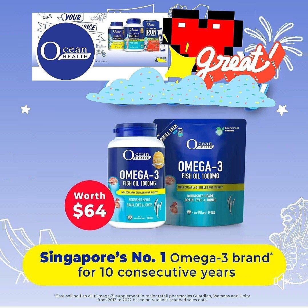 20 off! OMEGA3 FISH OIL 1000MG bundle set worth S64 expire late 2025, Health & Nutrition