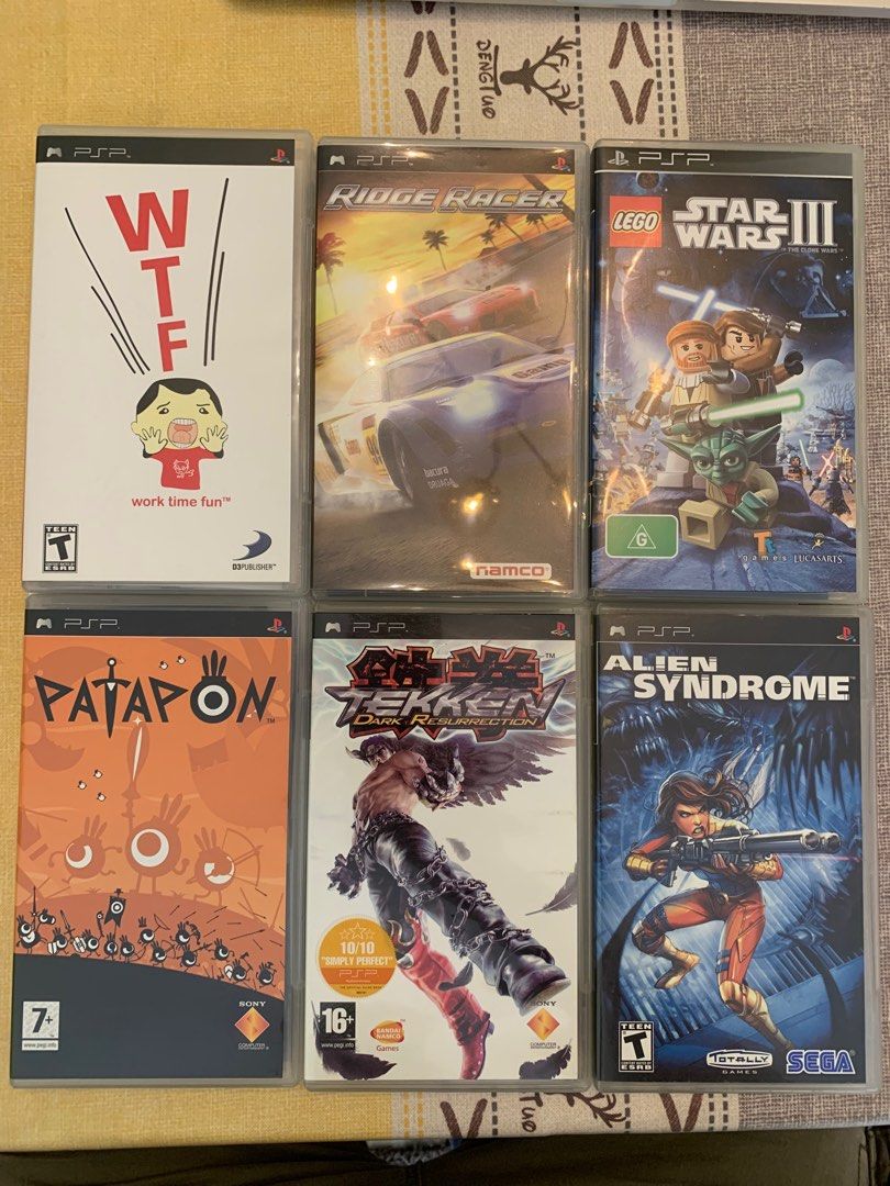 6 PSP games: WTF, Alien Syndrome, Teklen, Patapon, Ridge Racer, Star Wars 3  lego, 電子遊戲, 電子遊戲, PlayStation - Carousell