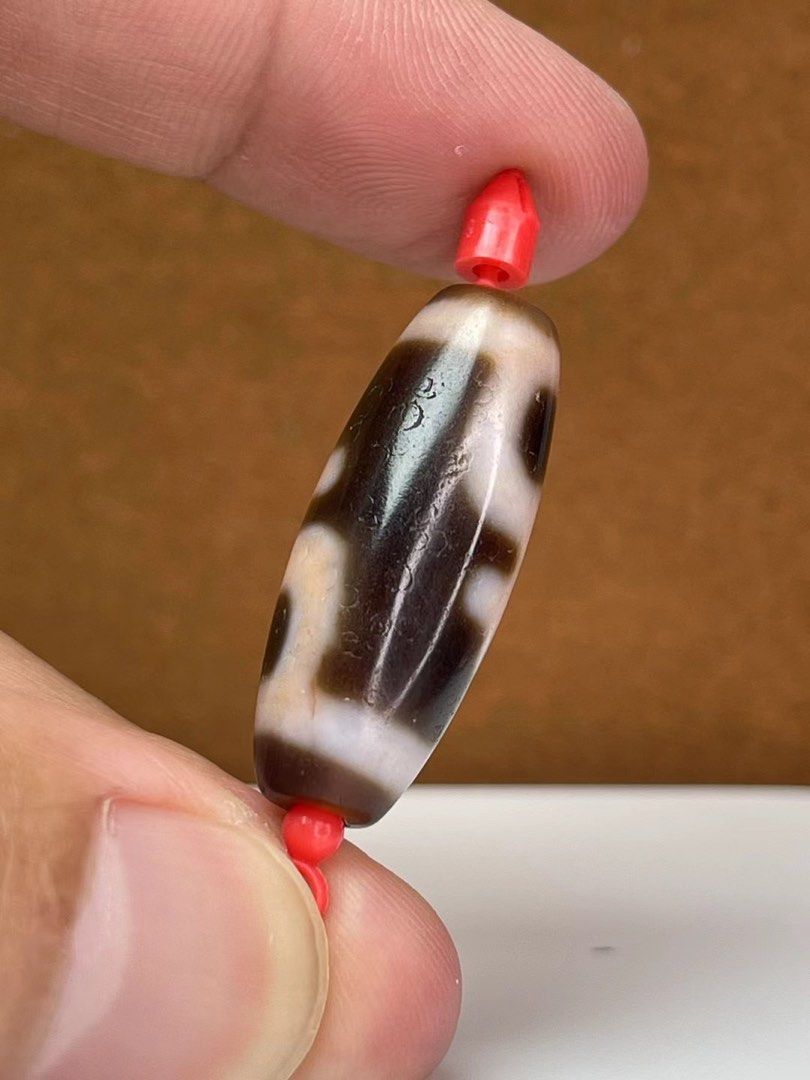 清・蝕花天珠・満包漿・三眼・虎牙・水紋天珠』極細工・骨董品・古賞物