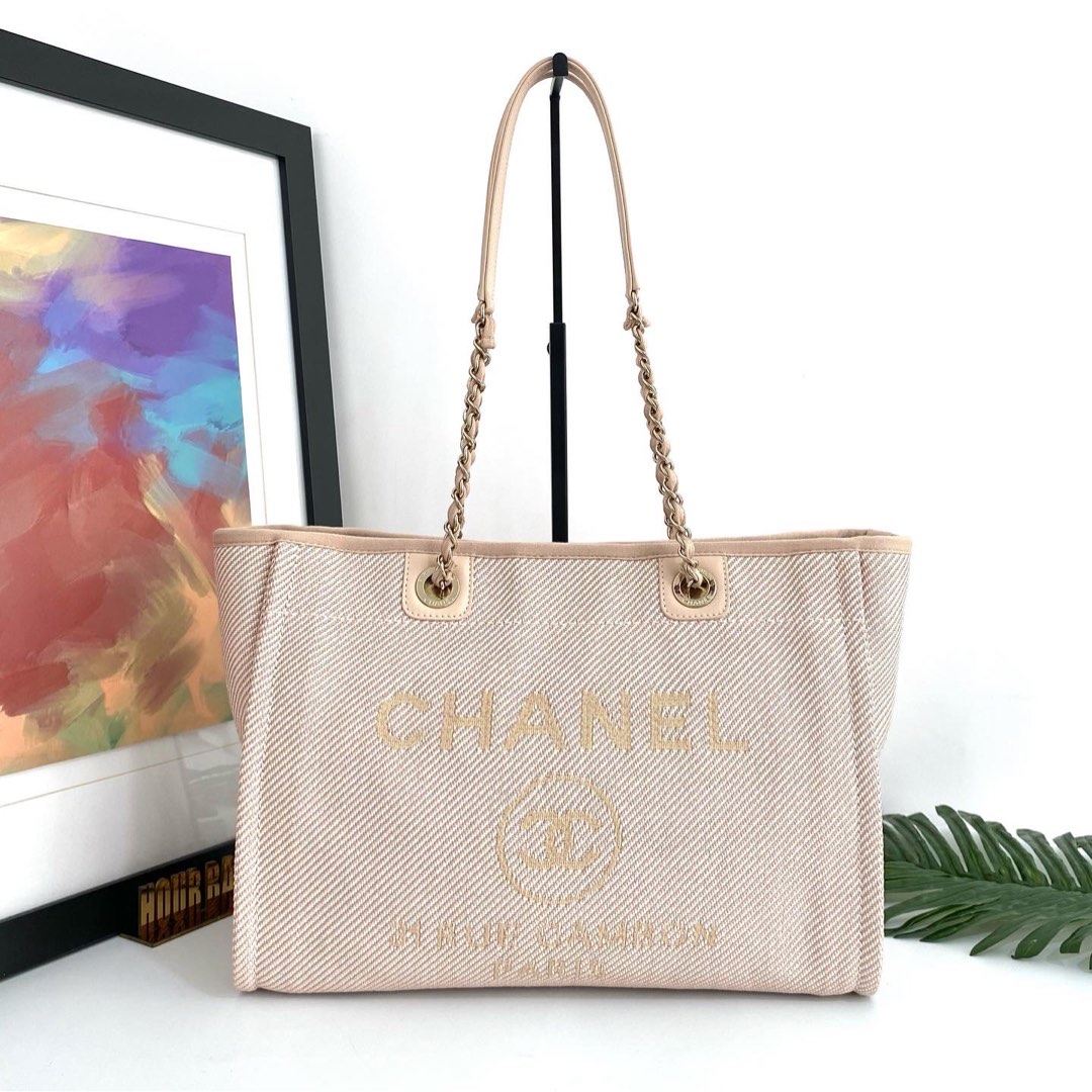 CHANEL, Bags, Authentic Chanel Gold Small Deauville Tote