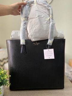 Calvin Klein Monica Embossed Monogram Logo Tote Bag in Black