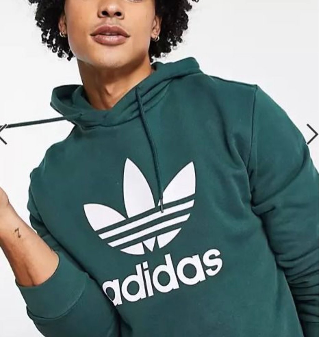 Adidas Originals Tricolor Pullover Hoodie Emerald Green Men s