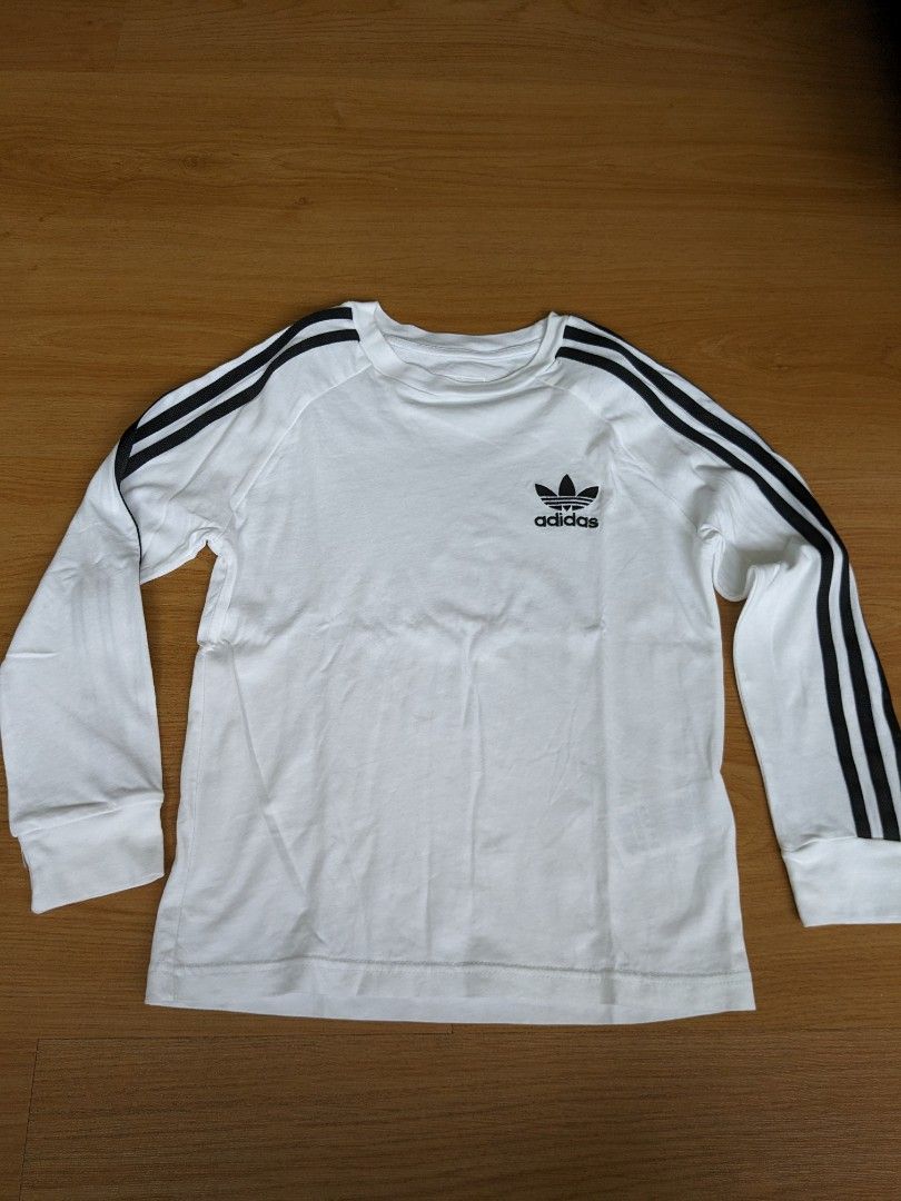 Adidas white long sleeve cotton shirt 7 8yo Babies Kids Babies