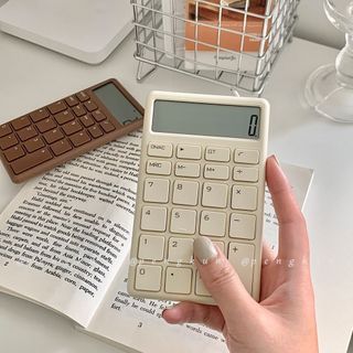 Aesthetic Minimalist Calculator in White & Brown [school supplies & stationery]