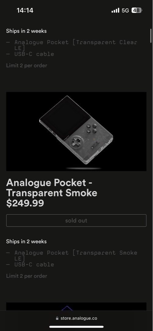Analogue Pocket Transparent Smoke, 電子遊戲, 電子遊戲機, 其他