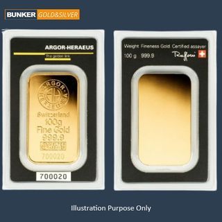 Argor Heraeus Gold minted bar 100g / Never pre-owned!!