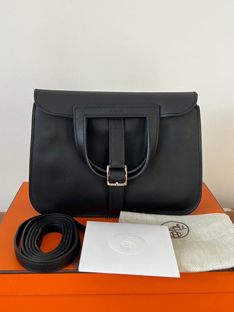 Authentic Hermes RARE MINI HALZAN IN ALL BLACK COMPLETE (Category: Luxury Bags & Wallets) located in Manila. Submitted by 2ndchancesale (Listing ID 1258032803, Image 2). Description: Authentic like new in box kept unused HARD TO FIND 5 ways to Wear .