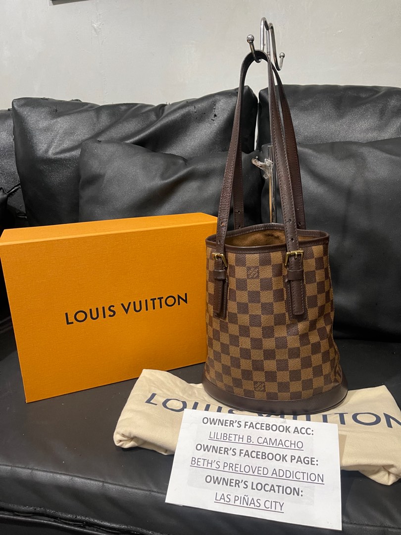 AUTHENTIC** LOUIS VUITTON Damier Ebene Bucket PM